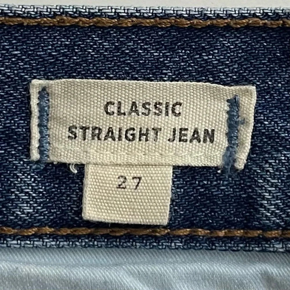 Madewell Classic Straight Jeans in Jade Wash: Knee-Rip Edition J7951 Size 27 - Picture 13 of 15